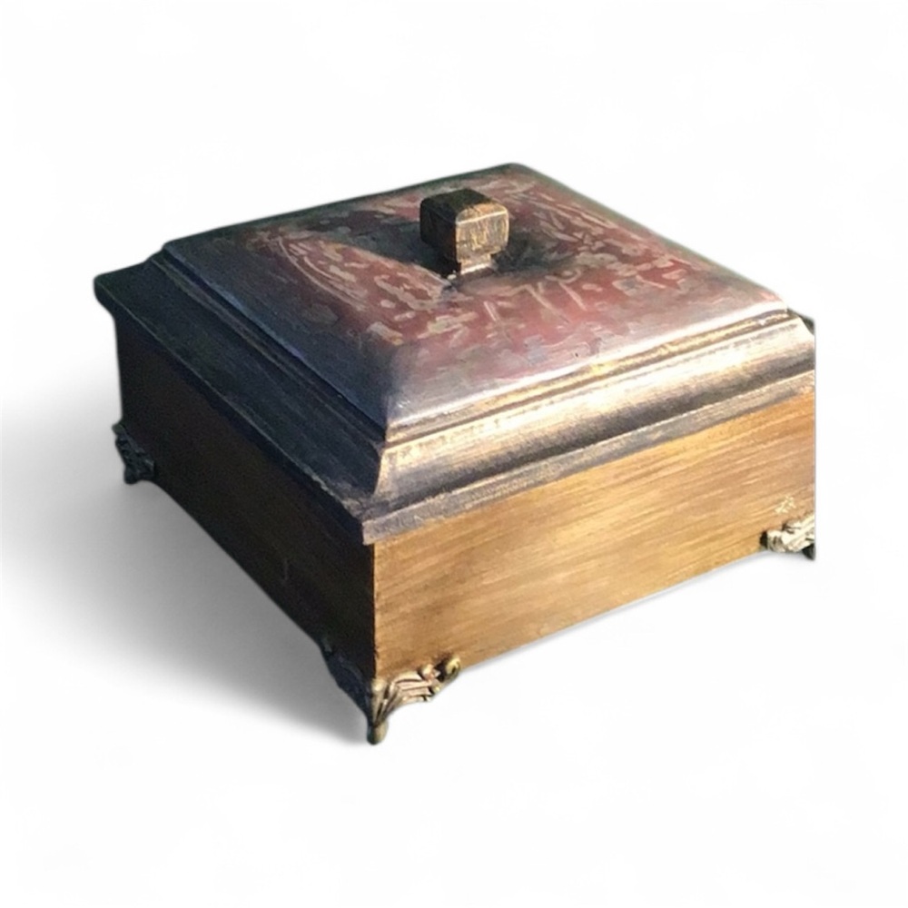 Pier 1 Vintage Wood Box square with metal feet